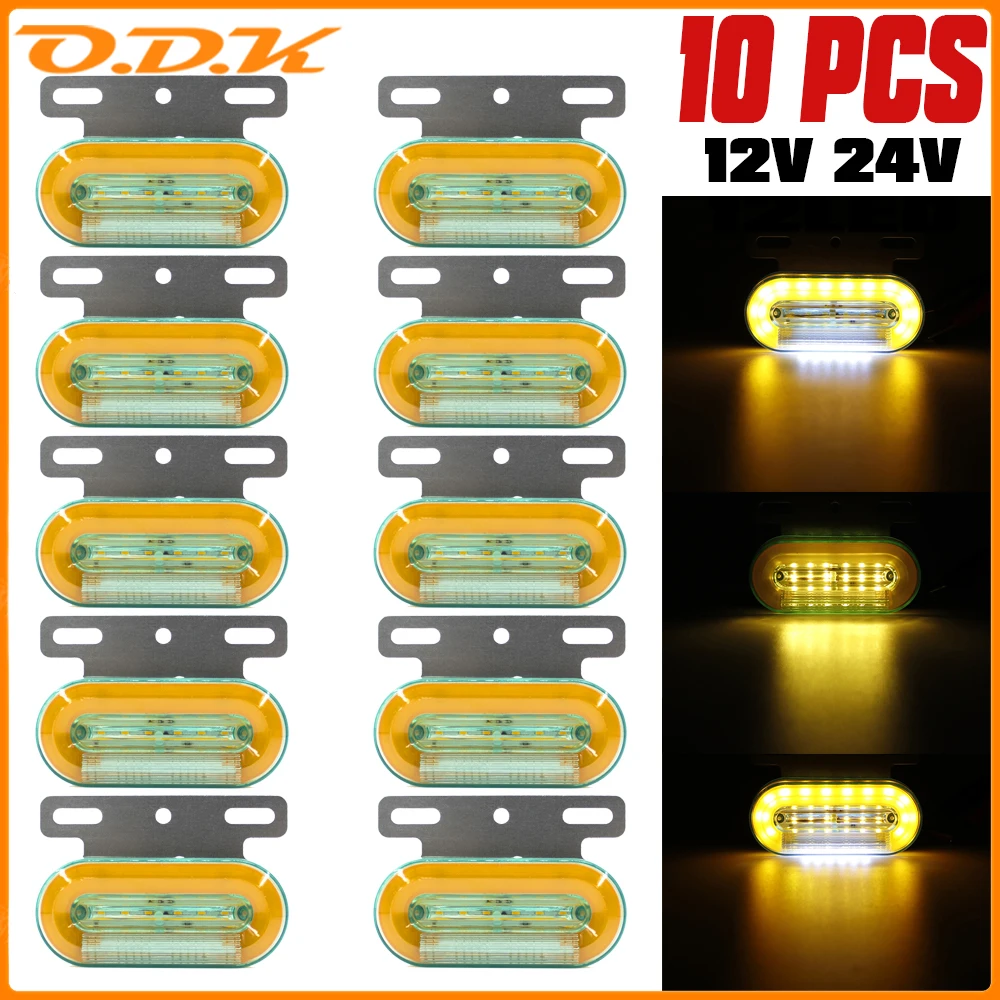 10pcs 12V 24V 24 LED Side Marker Lights External Lights Signal Indicator Lamp Warning Tail Light 3 Modes For Truck Trailer Lorry