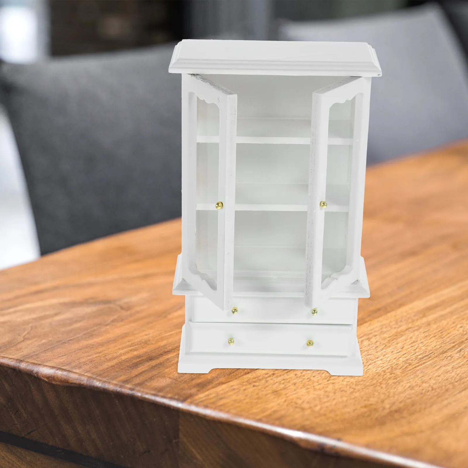 

Miniature Bookcase 1 12 Scale Wood Glass Mini Shelf Large Storage Capacity Living Room Bedroom Mini House Display Shelf Decor