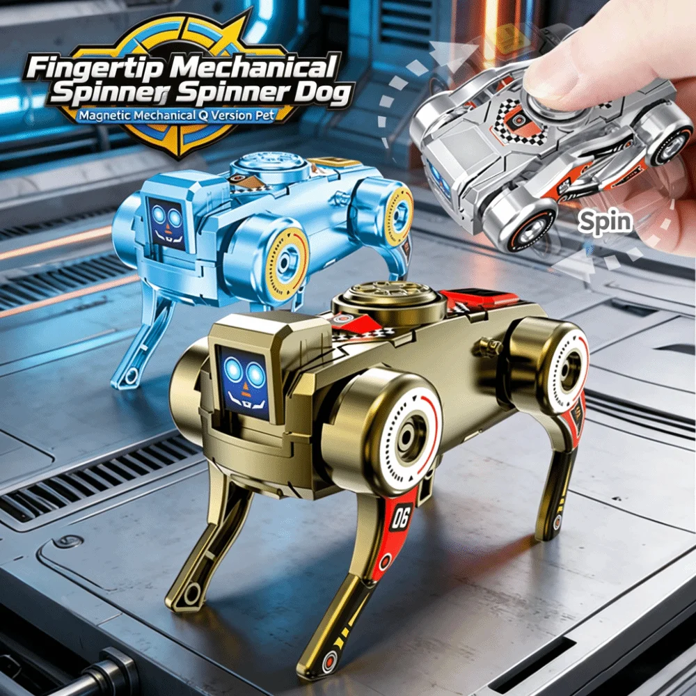Manual Transformation Robot Dog Toy Rotating Spinner Two-Form Structure Fidget Spinner Toy Mechanical Style