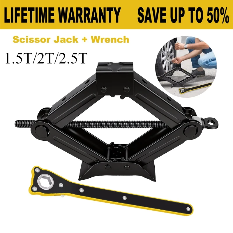 BRIEFNESS 2 Ton Scissor Jack Set，Car SUV Auto Jack Kit with Extendable Wheel Wrench,Labor-Saving Repair & Tire Replacement Tool