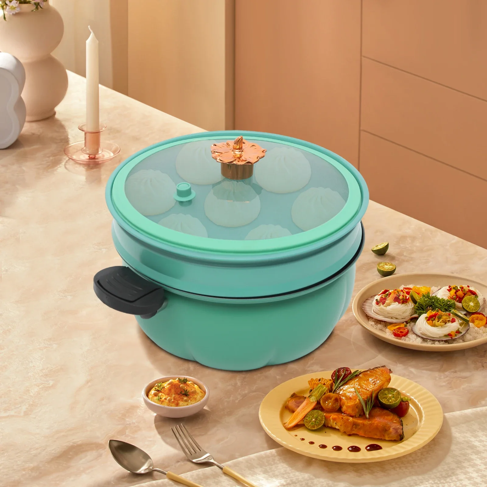 

Pumpkin Micro Pressure Pot With Steam 8L-Green For Home Restaurant Cook, Home Kitchenware
