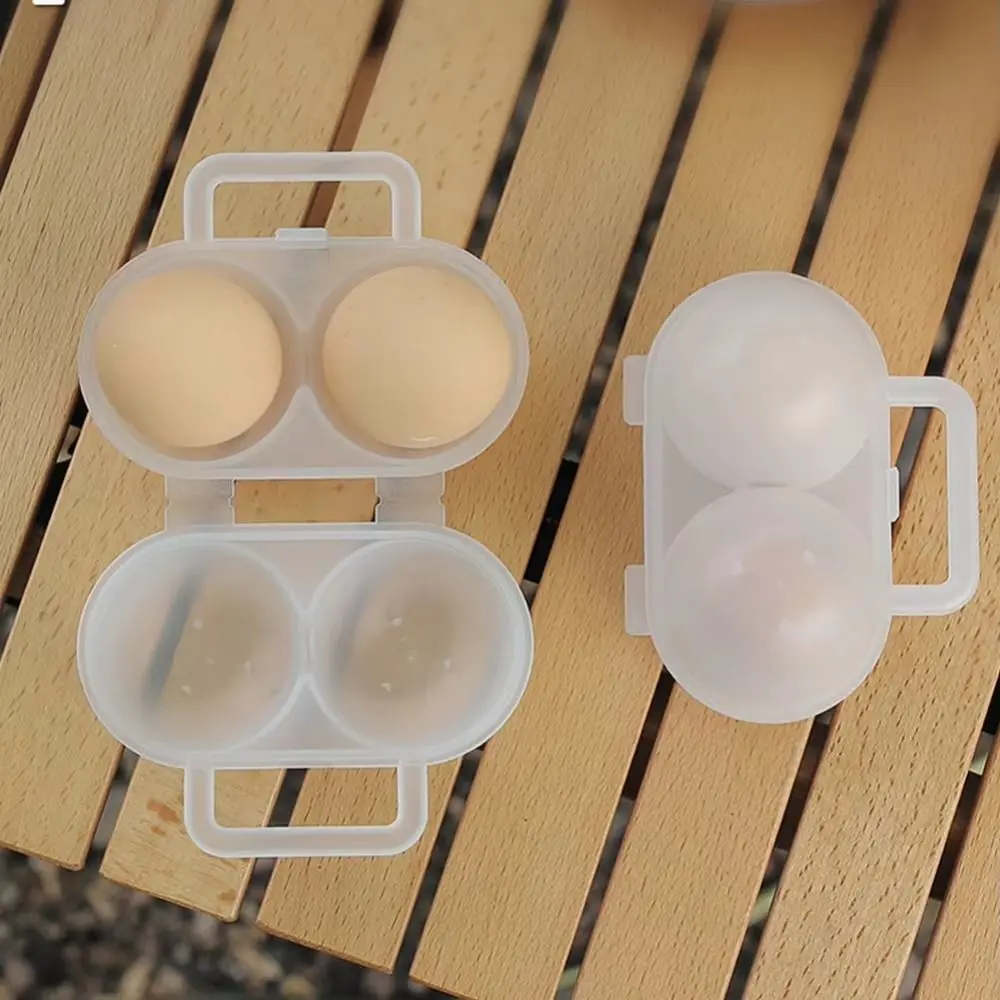 Protective Two Compartment Outdoor Egg Box Shockproof Portable Egg Holder Transparent Drop Resistant Egg Tray Picnic