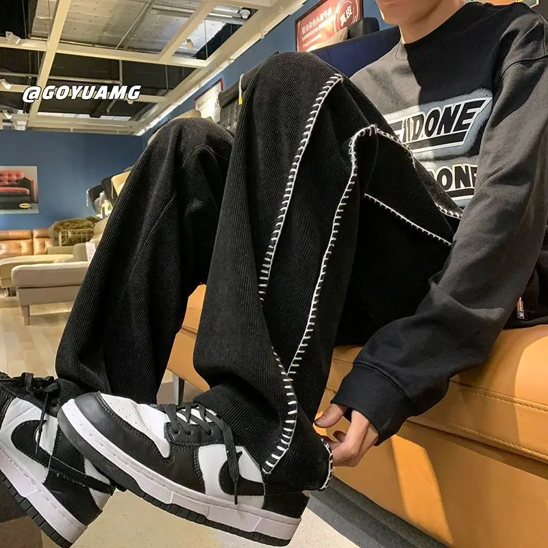 남성 봄 니치 캐주얼 팬츠 루즈핏 스트레이트 트렌디 브랜드 바지