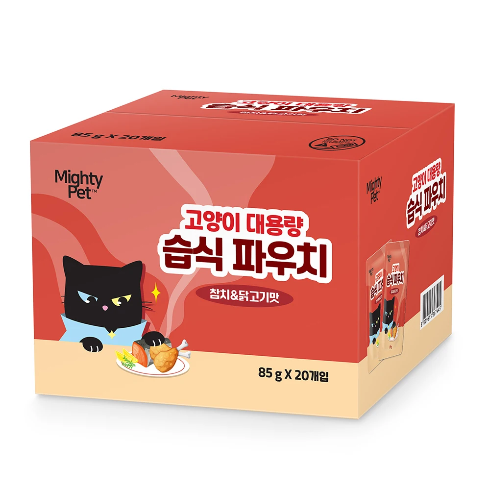 [20개입 대용량] 마이티펫 고양이 영양가득 습식 간식 파우치 참치&닭고기 85g - 2