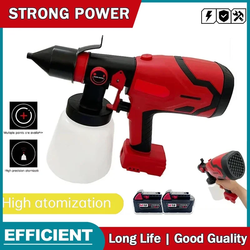 

Аккумуляторный электрический краскопульт для Milwaukee 18V, мощный распылитель краски, портативный, для покраски мебели и стальных изделий, аэрограф