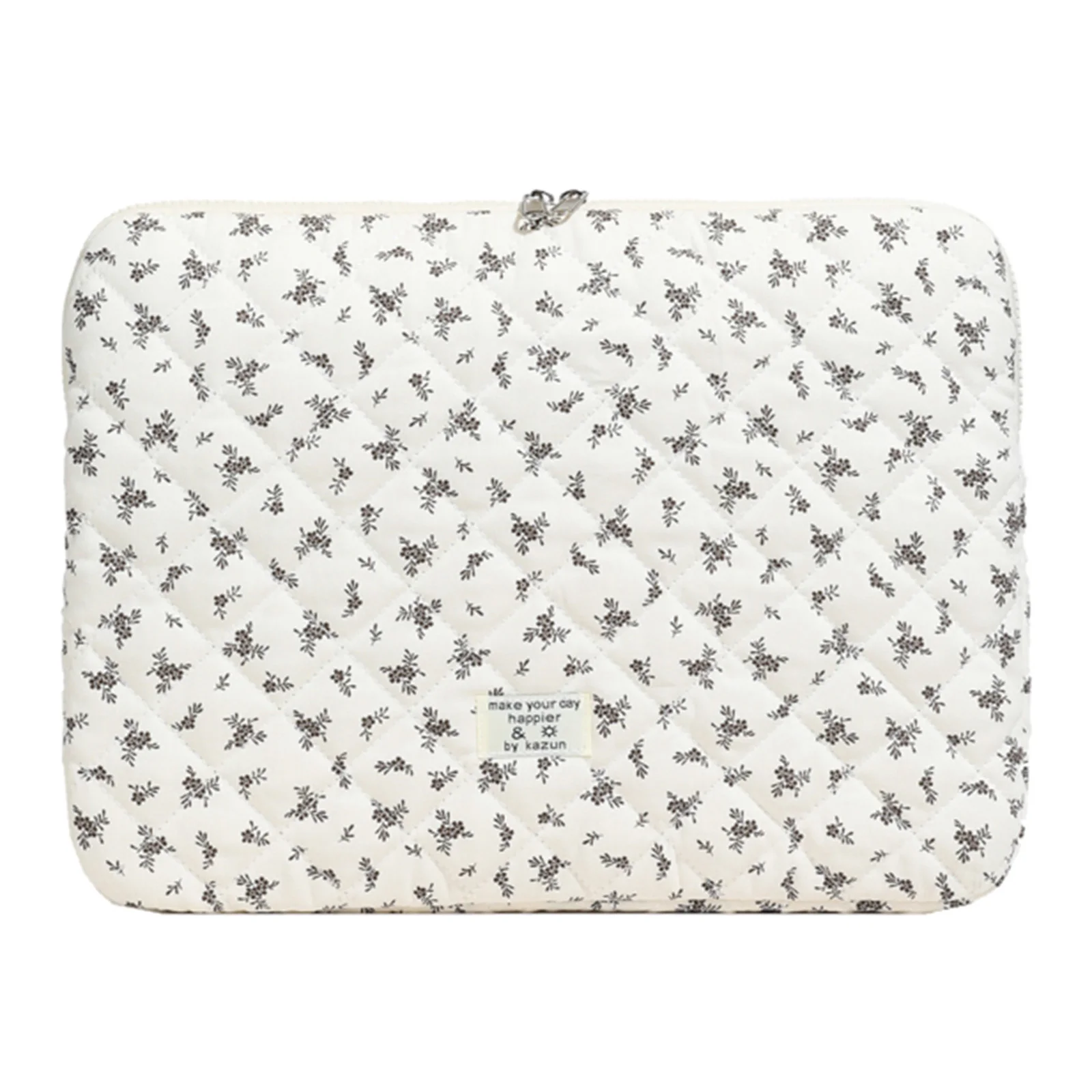 Maple Leaf Fluffy Padded Bag Embroidery Puffy Protective Case Shockproof Cute Quilted Laptop Sleeve Commute Work Study Bag