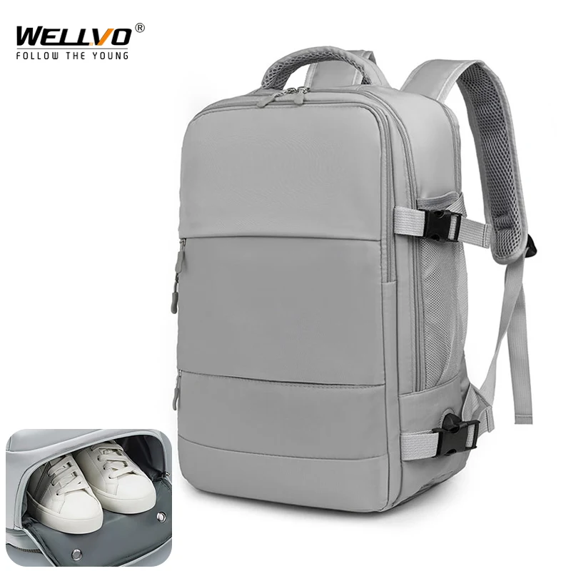 

15.6 Inch Women Travel Backpack Fashion Carry On Large Laptop Rucksack College Students School Bag USB Shoes Pocket Mochila 385C