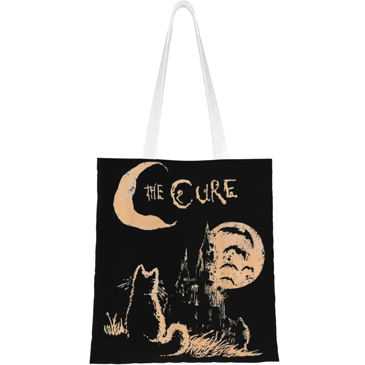 Lovecats The Cure Love Cats Song Canvas Tote Bag Fashion Large Capacity Grocery Bag for Women Daily Bags