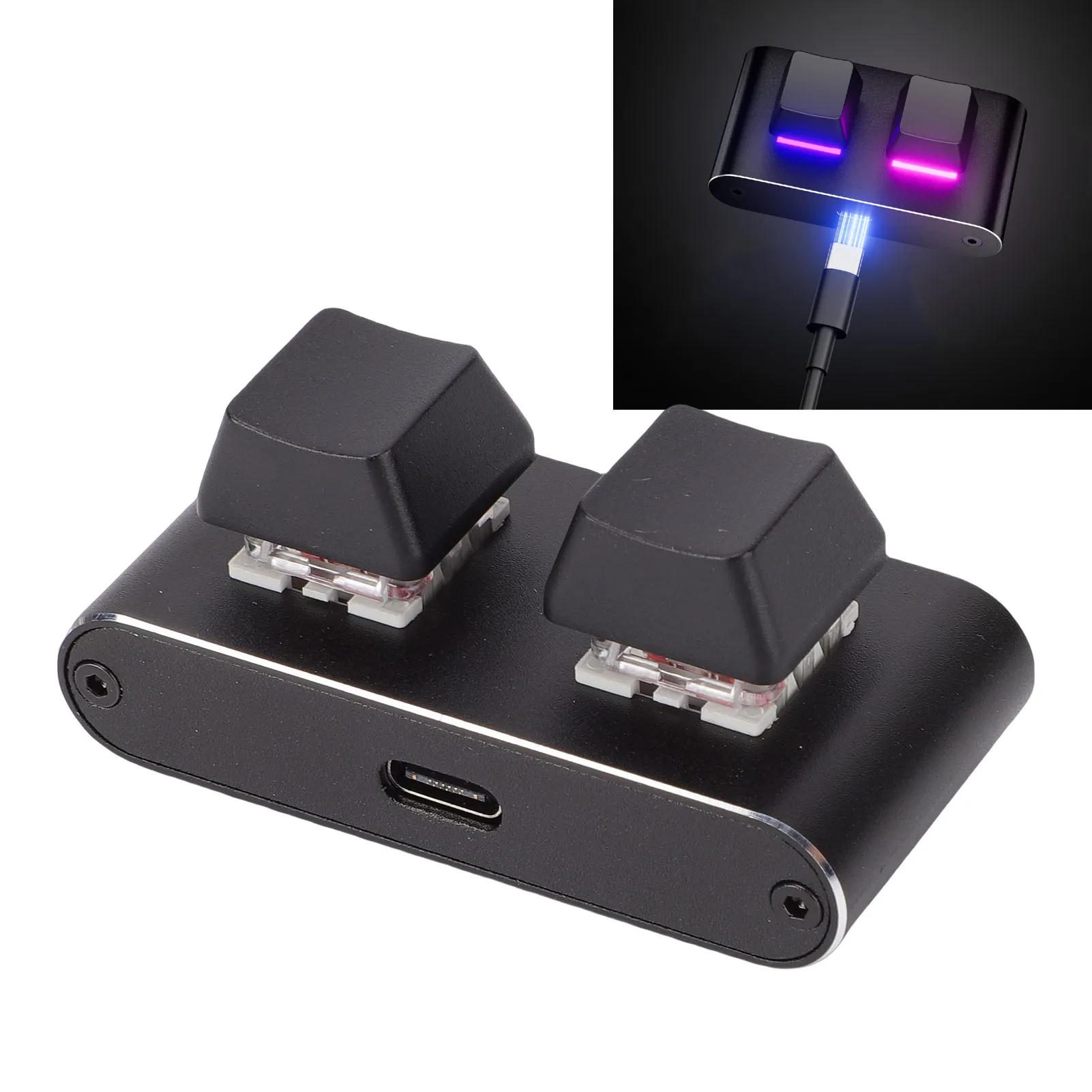 Programmable 2 Key Keyboard USB Red Switch Mechanical Gaming Keypad Custom Shortcut Keys
