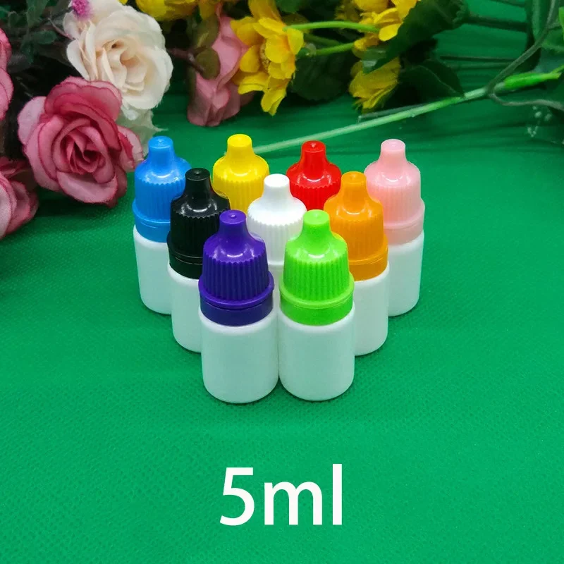 Empty 5ml White Plastic Eye Drop Bottle 5g Refillable Ophthalmic Liquid Essential Oil Packaging Bottles 100pcs