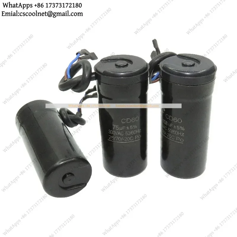 CD60 Motor Start Capacitor 330VAC 47UF 64UF 75UF 80UF 88-108UF For Refrigerator Freezer Compressor Replacement Parts