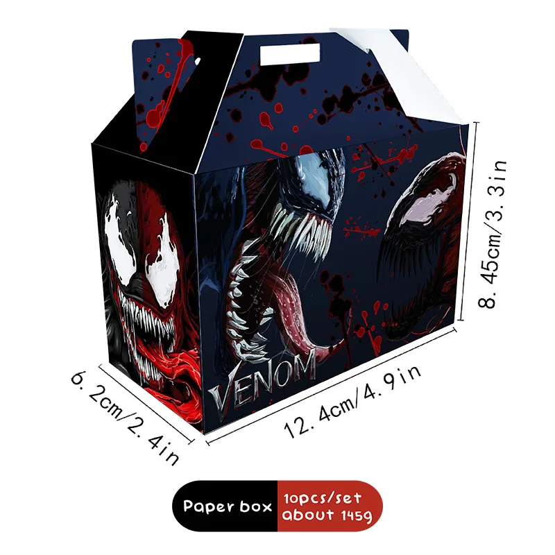 Venom Party Favors Boxes for Kids Birthday Decor Supplies Marvel Gift Box Baby Shower Candy Box Paper Small Cake Box