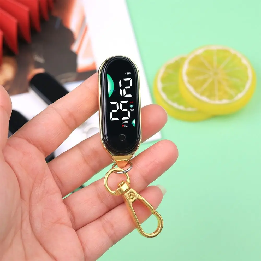 Digital Display Electronic Hanging Watch Waterproof Luminous Pocket Watch Touch Screen Keychain LED Watch Keychain Adults