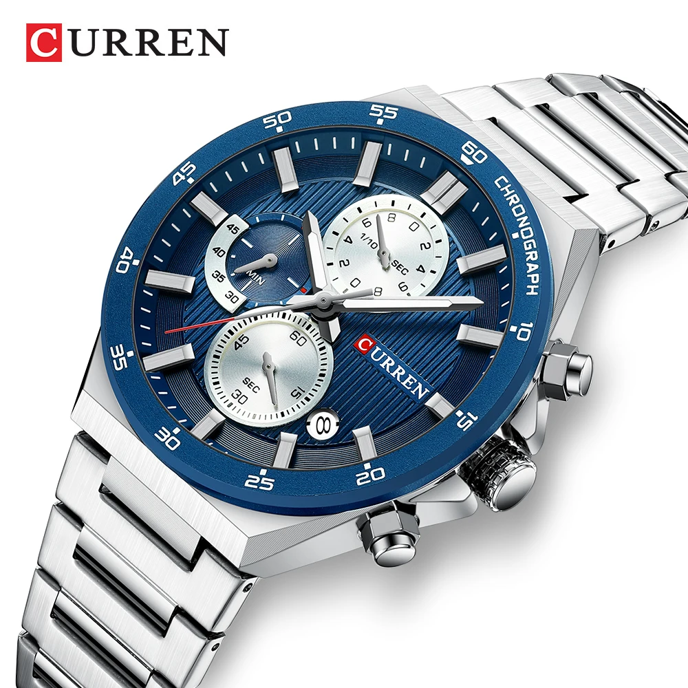 CURREN Mens Watch Original Multifunctional Chronograph Quartz Watch Moon Phase Watches For Men Waterproof Mens Gifts Reloj