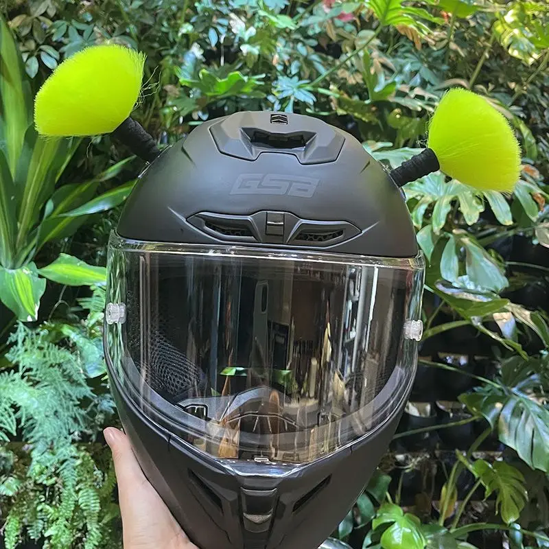 2Pcs Motorcycle Helmet Fluffy Decoration Removable Suction Cup Helmet Antenna Pom Pom Accessories for Motorcycle Bike Helmet