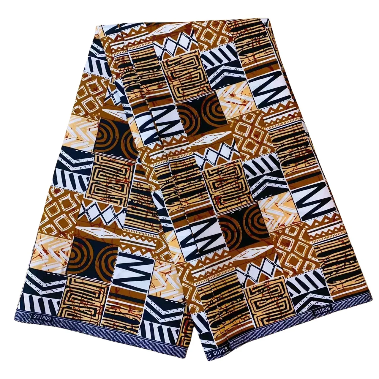 Double-Sided African Wax Print Fabric – Geometric Chevron & Maze Pattern Ankara Cotton for Dresses, Wraps & Fashion