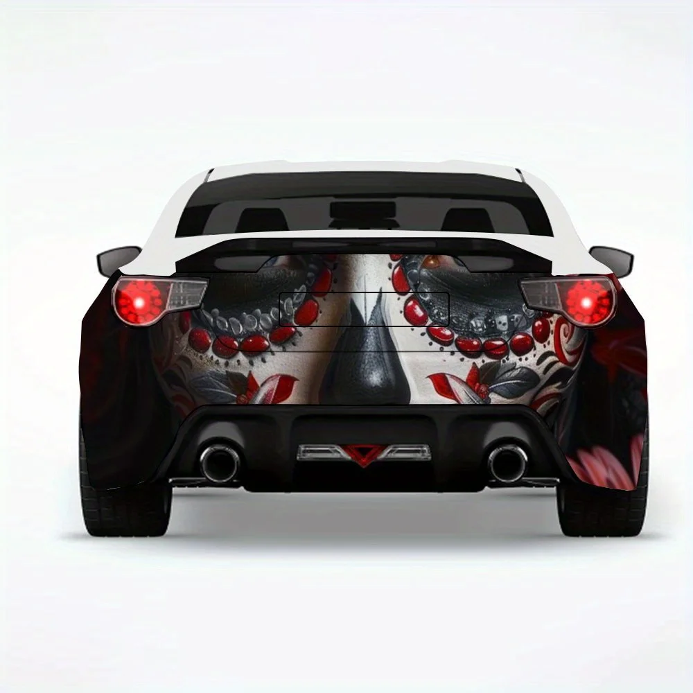 

Skull and Painted Face Art Poster Car Sticker,Vinyl Decal for Car Rear, Waterproof Self-Adhesive Vinyl Stickers for Vehicle Tail
