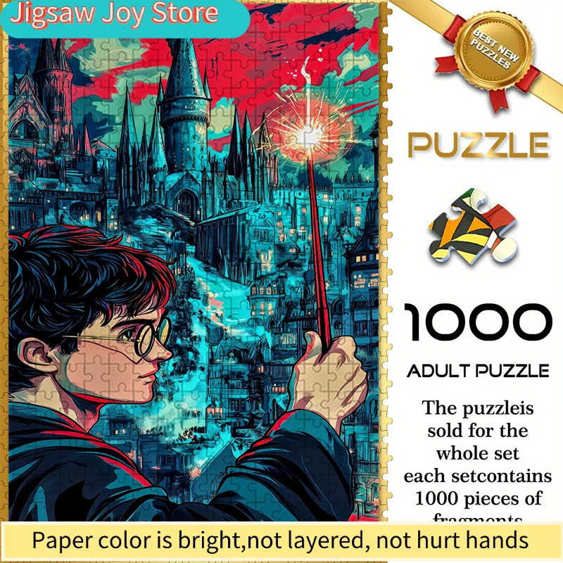 

Пазлы Warner Bros. Seamless Puzzles Z10.22-12 с изображением Гарри Поттера, смотрящего на замок Хогвартс с волшебной палочкой, измеряющего это место в метрах.