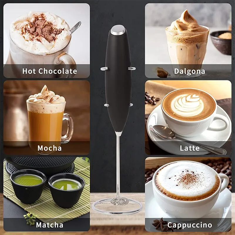 Hand Blender Electric Egg Beater Milk Frother Handheld, Mini Electric Drink Mixer Foamer with Stand for Coffee Lattes