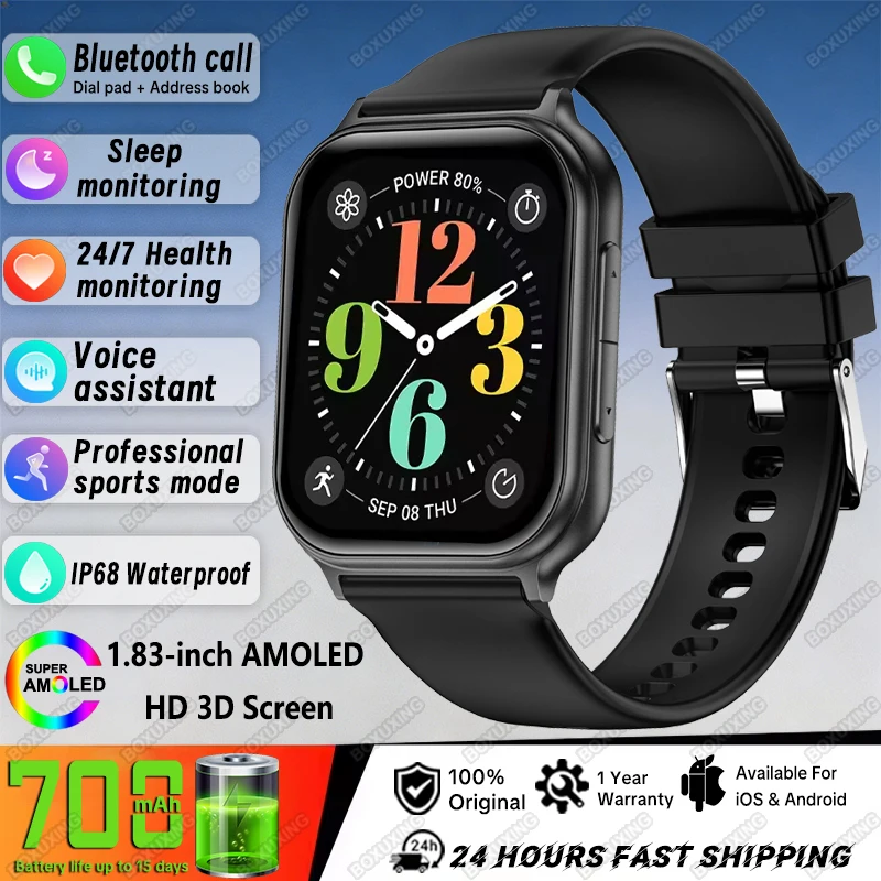 2026 New BOXUXING Smart Watch Men Women Sports Fitness Tracker IP68 Waterproof Heart Rate GPS Track Bluetooth Call Smartwatches