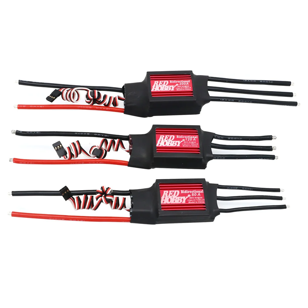 RedHobby 80A 120A 200A Bidirectional Brushless ESC for Remote Control Car Boat Pneumatic Underwater Propeller