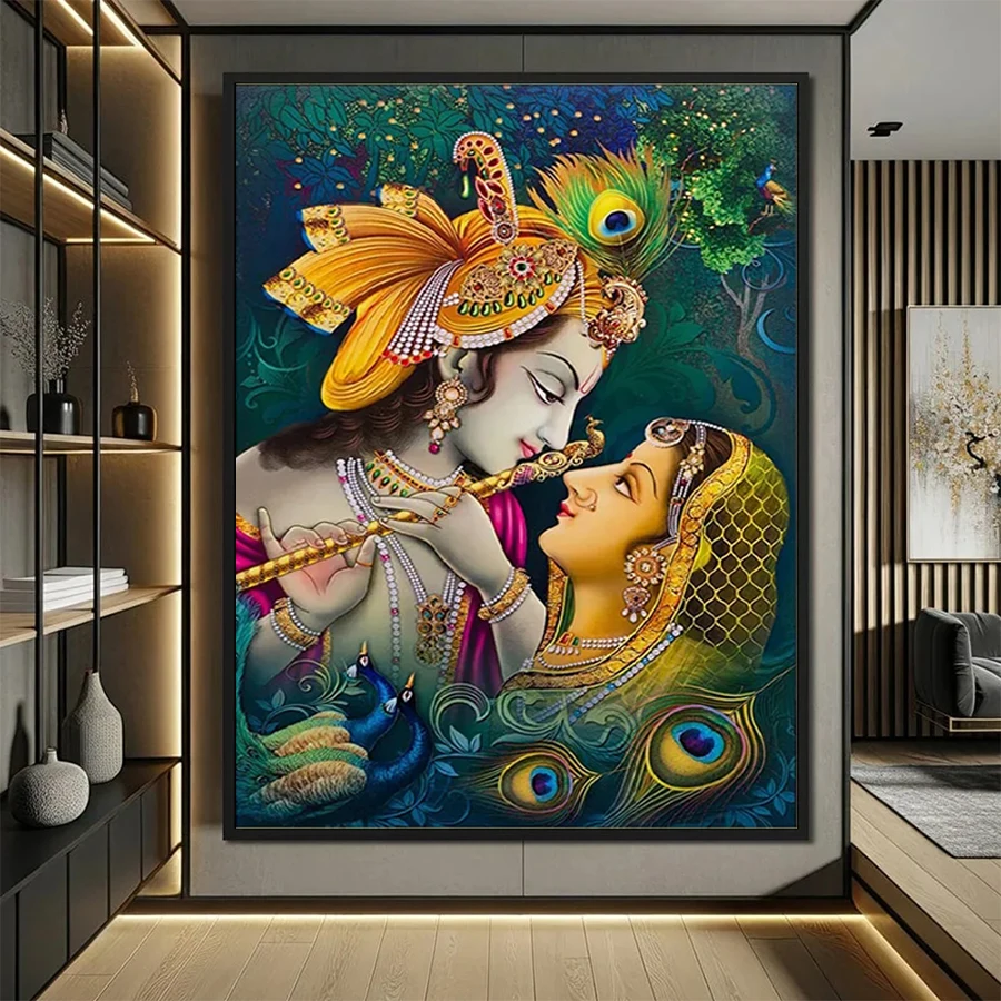 5D DIY Diamond Embroidery Cross Stitch Religion Indian God Vishnu Krishna Radha Diamond Mosaic Painting Needlework Handicraft