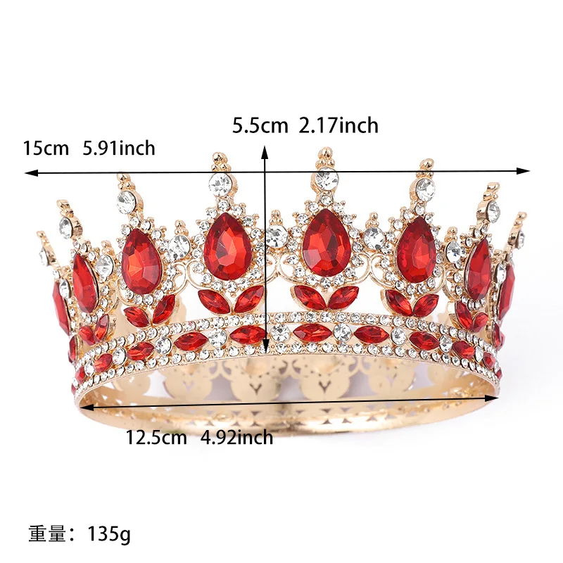 Baroque Retro Style Round Wedding Crown Bridal Pageant Rhinestone Crystal Tiaras Crown Molding Headpieces For Queens and King