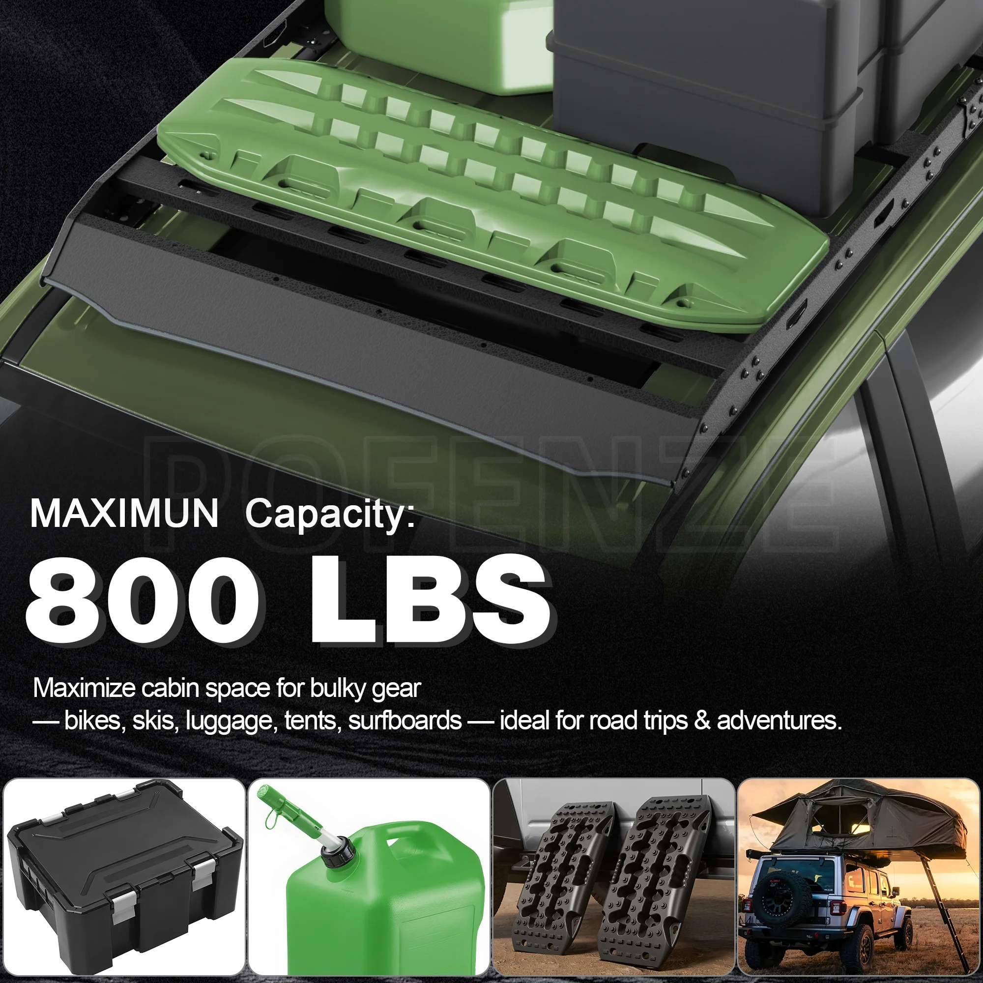 رف سقف لرف السقف 4Runner 5 Gen، الأجزاء الخارجية للمركبة من الفولاذ الكربوني #3