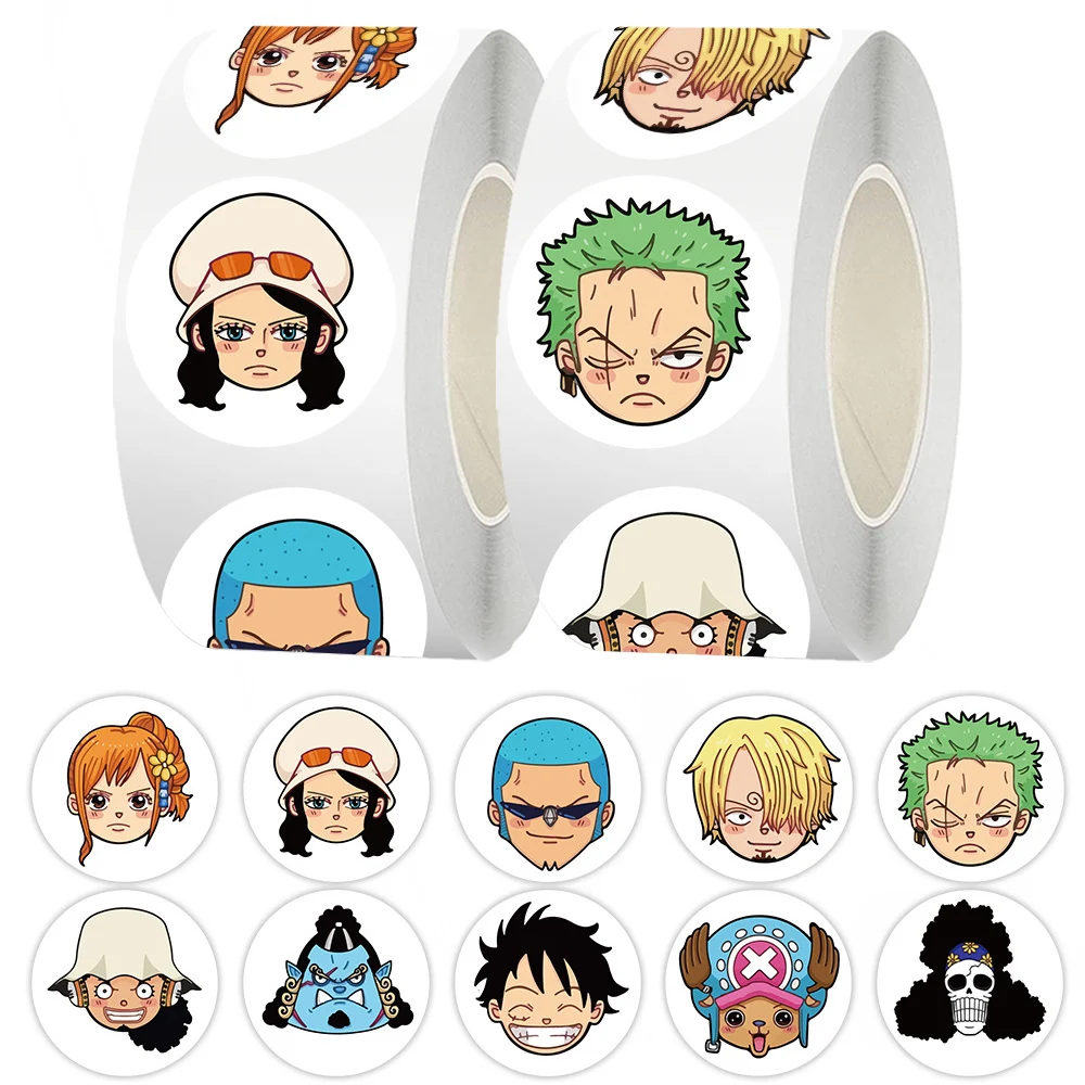 

500pcs/Roll Anime ONE PIECE Sealing Stickers Cute Luffy Chopper Cartoon Decals Toy Luggage Guitar Laptop Kid Reward Sticker Gift
