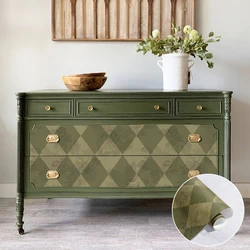 Dark Green Ribbed Lattice Wallpaper Vintage Color-Crossing Plaid Furniture Decor Sticker Peel And Stick PVC Wallpaper