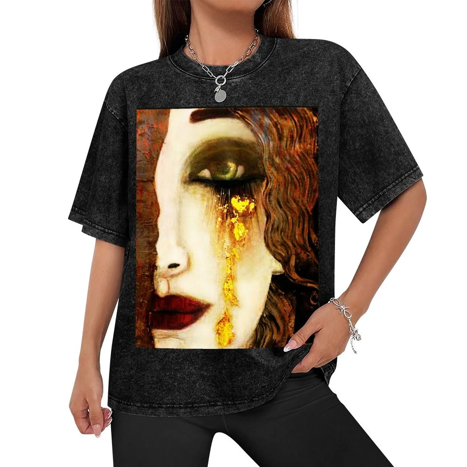 Golden Tears Freya’s Tears of Gold Anne Marie Zimmerman (School of Klimt) T-Shirt oversizeds blanks men graphic t shirts