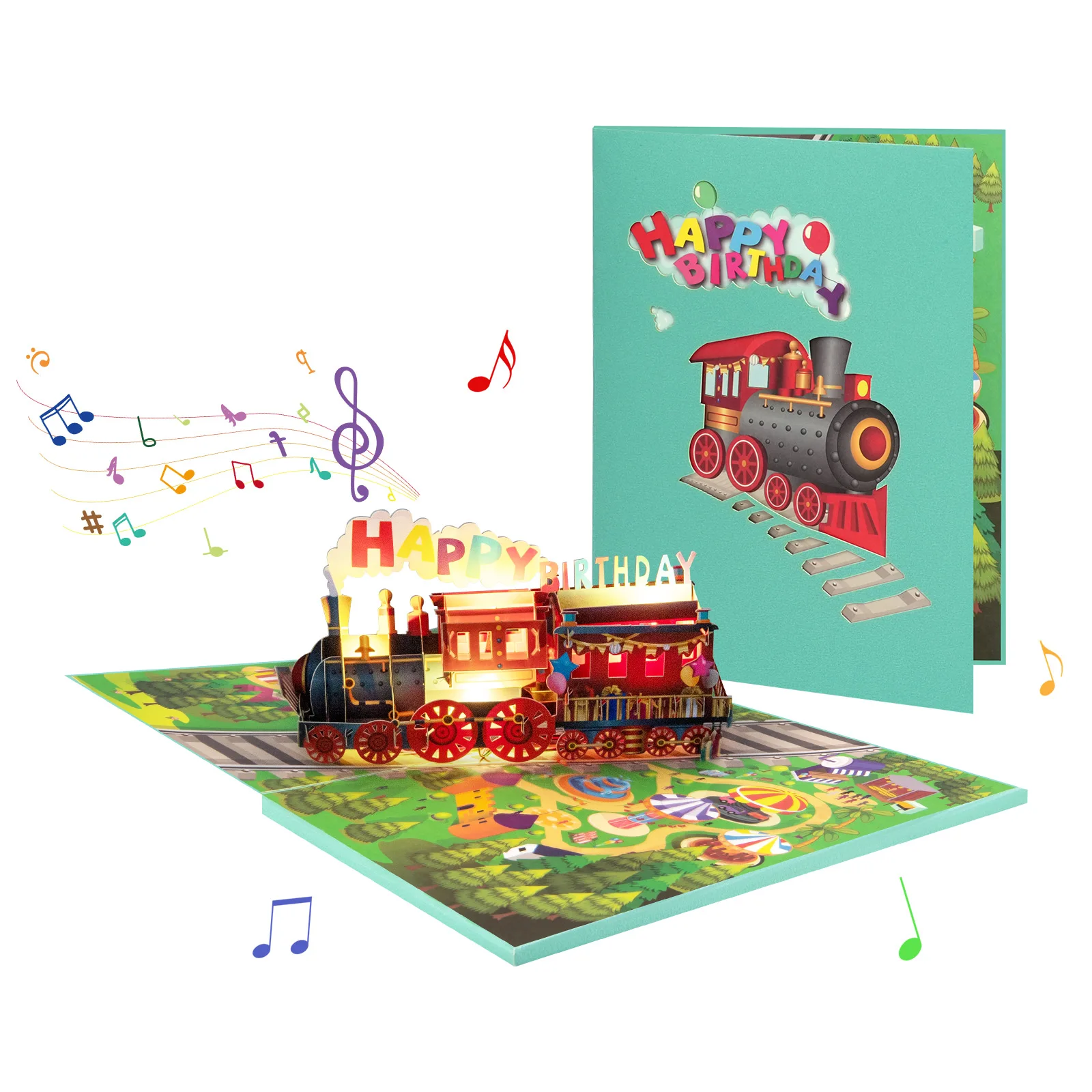 Musikalische Geburtstags-Pop-Up-Karte mit Licht und Musik, 3D-Grußkarte für Kinder, Erwachsene, Männer und Frauen – Detail 21