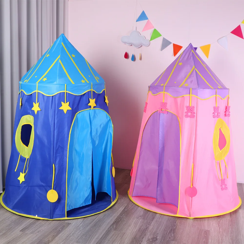 

Children's Tent Portable Foldable Folding Play Tent Baby Play House Large Girls Princess Prince Castle Outdoor Toy Kid Boy Gift