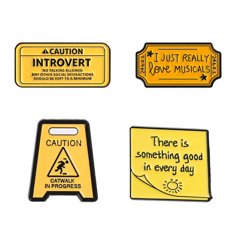 Funny Introvert Caution Enamel Pin Set No Talking Allowed Brooch For Shy People Lapel Badge With Social Distancing Quote