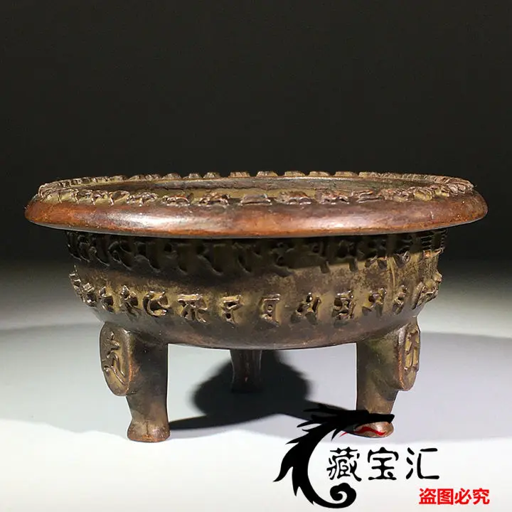 Old Collection Genuine Antique Countryside Collected Old Object Sanskrit Buddhist Scripture Three Legged Incense Burner