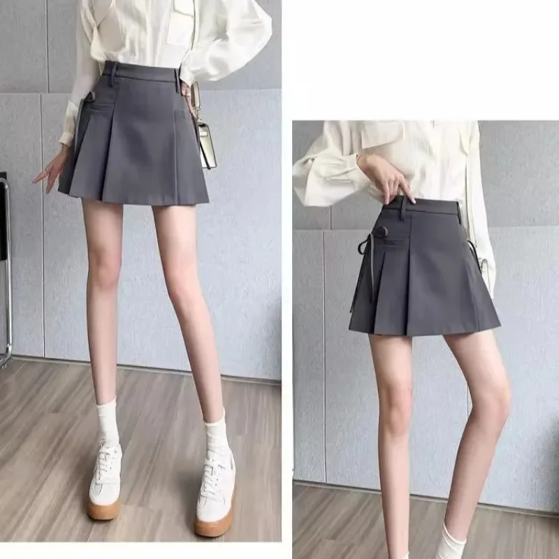 Asymmetrical A-Line Mini Skirt Women's Spring Fashion Checkered Polyester Short Skirt Fresh Sweet Princess Style Elegant