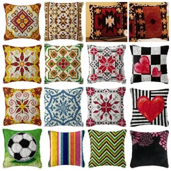 Simple Geometric Pattern Latch Hook Kit Knot Pillow Package 3D Embroidery Latch Hook Kits Cushion Pillowcase Set For Needlework