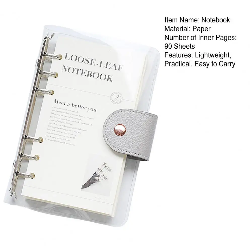 Ins Style Transparent Planner Notebook Simple Easy To Carry Journal Book Loose-leaf Notepad PVC Loose-leaf Shell For Students