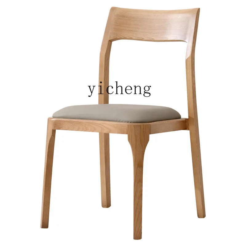 

ZK White Wax Wood Dining Chair Solid Wood Dining Chair Log Furniture Nordic Modern Restaurant Chair Study Chair Dining Chair