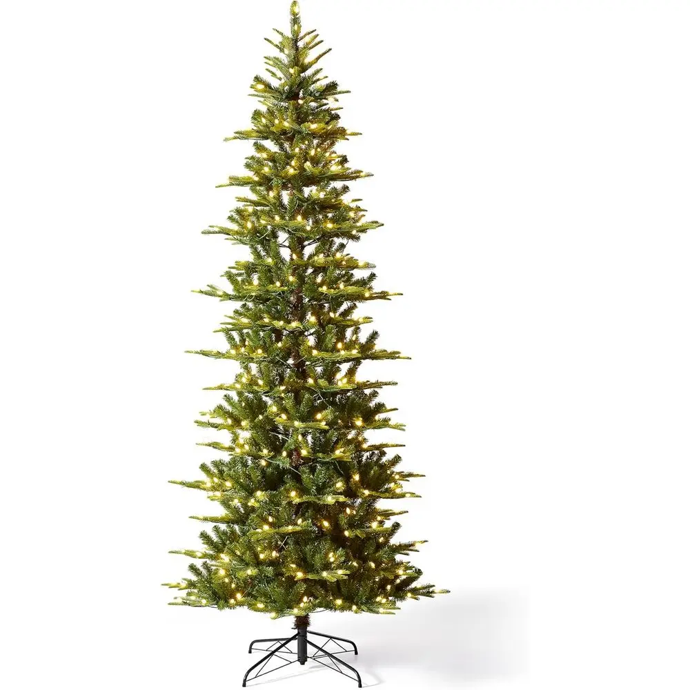 

9ft Pre-Lit Green Slim Artificial Christmas Tree with 500 LED Lights, Dual Warm White/Multi-Color, Remote Control, Ideal for Hom