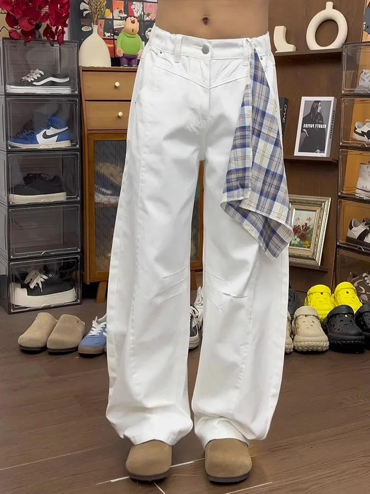 

Cleanfit американские белые повседневные джинсы с завышенной талией, мужские свободные мешковатые брюки Dra Scythe, дышащие прямые брюки...