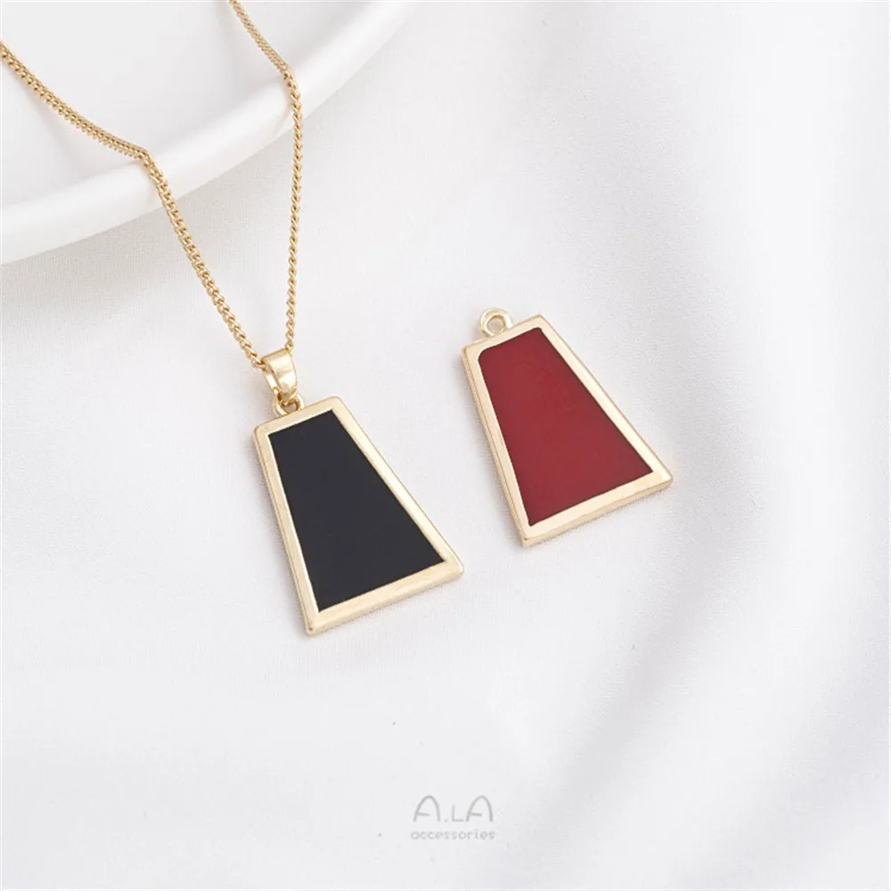 

Color-preserved Copper Plated 14K Light Gold Geometric Tapered Pendant Black Red Diy Earrings Necklace Jewelry Pendant