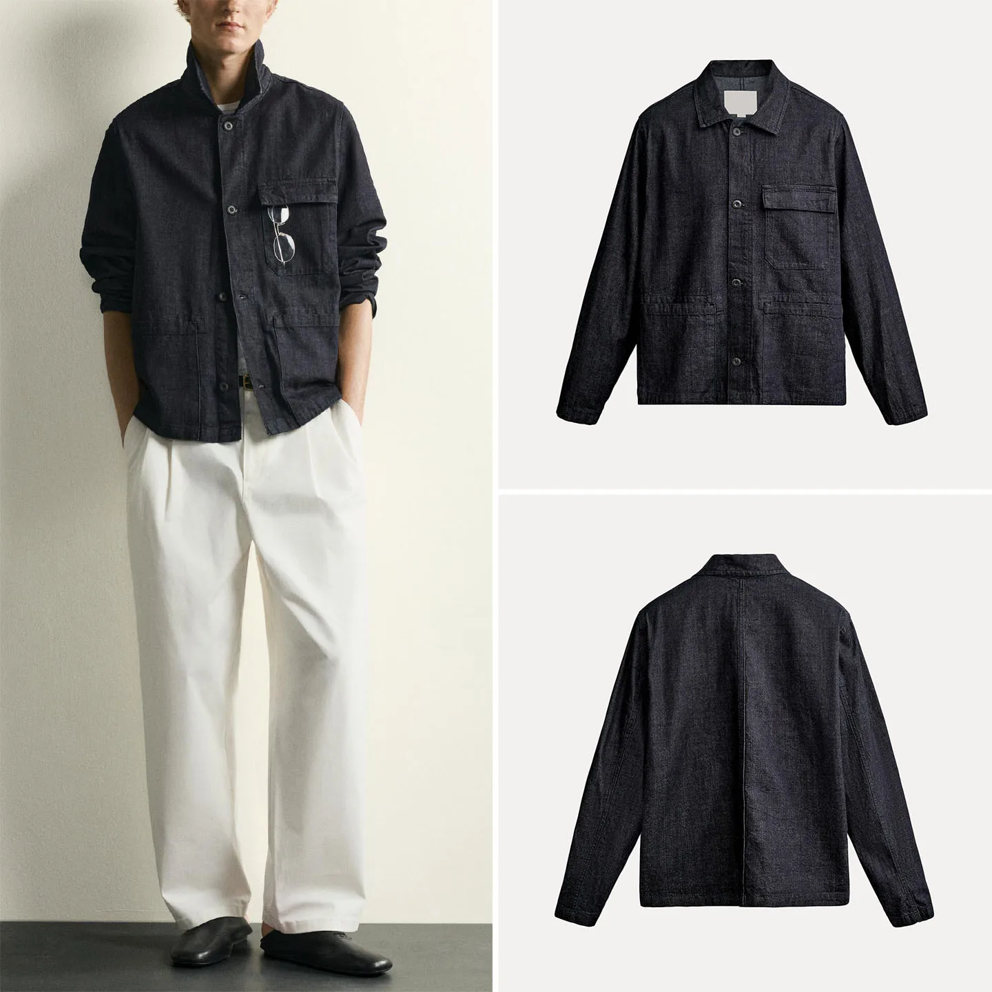 Men's Loose Fit Vintage Denim Shirt Jacket 2026 Summer Fashion Outerwear Standard Edition Long Sleeve Open Cardigan