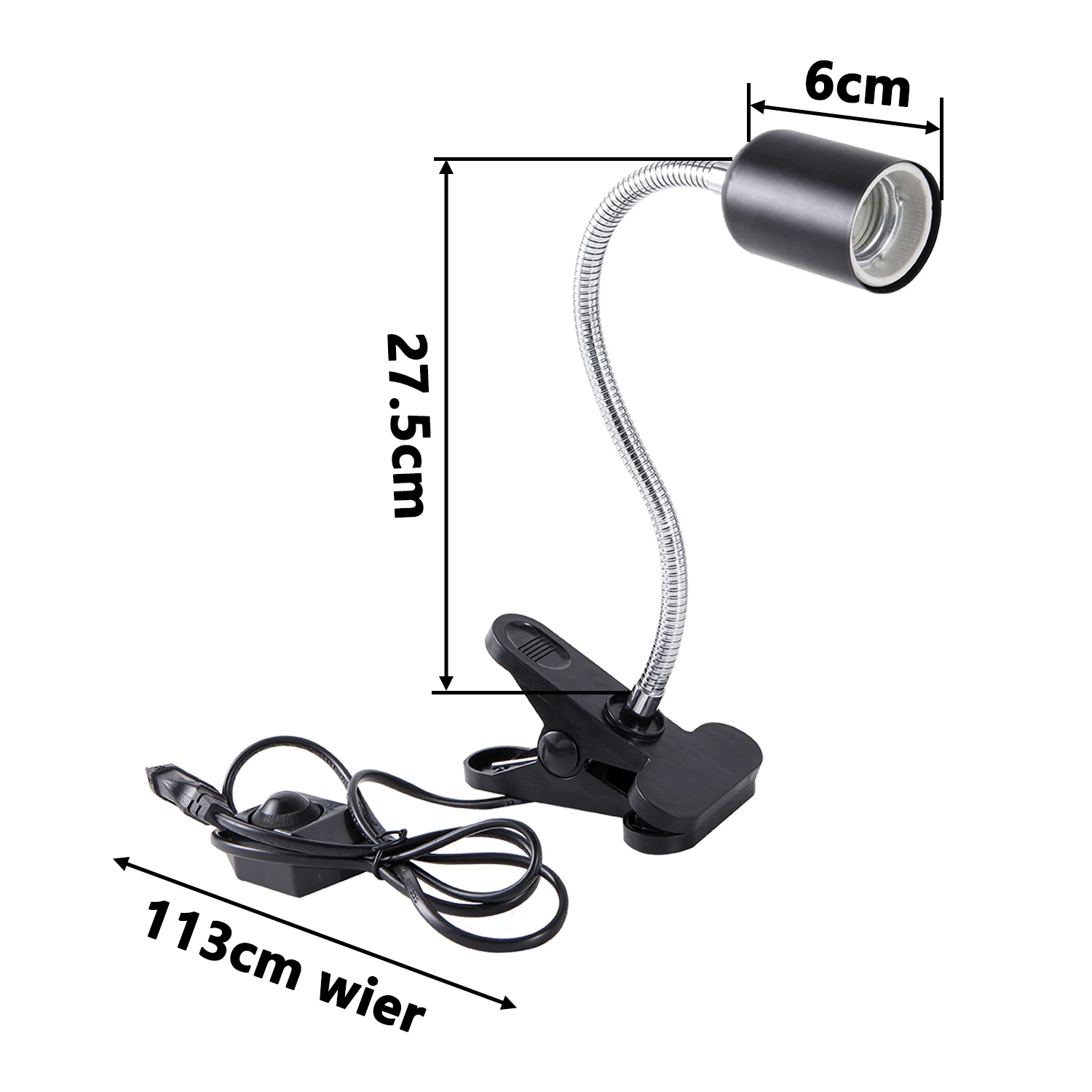 New E27 360℃ Revolving Light Stand With 1.13m EU Power Cord LED Lamp Holder UVA Heat Lamp Clip For Reptile Pet Turtle Back Light