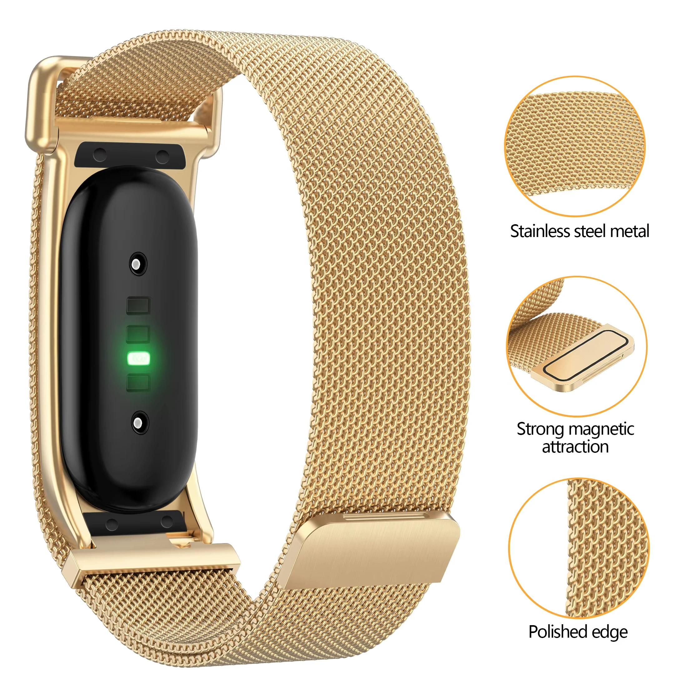 Magnetic Milanese Loop Strap for Google Fitbit Air Wristband Stainless Steel Adjustable Replacement Watch Band Multiple Colors