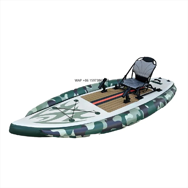 

Factory Supply Inflatable Fishing Kayak Canoe 1 Person Inflatable Boat Watersports Pedal Kayak on Sale