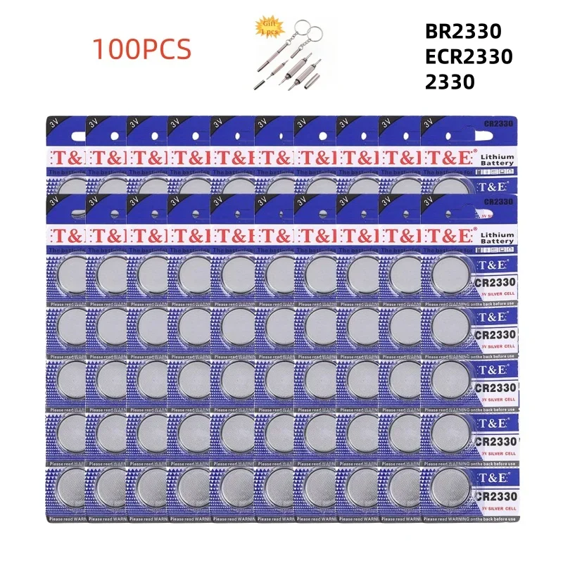 100PCS CR2330 Battery BR2330 ECR2330 2330 3V Lithium Battery For Watch Car Key Remote Button Coin Cells