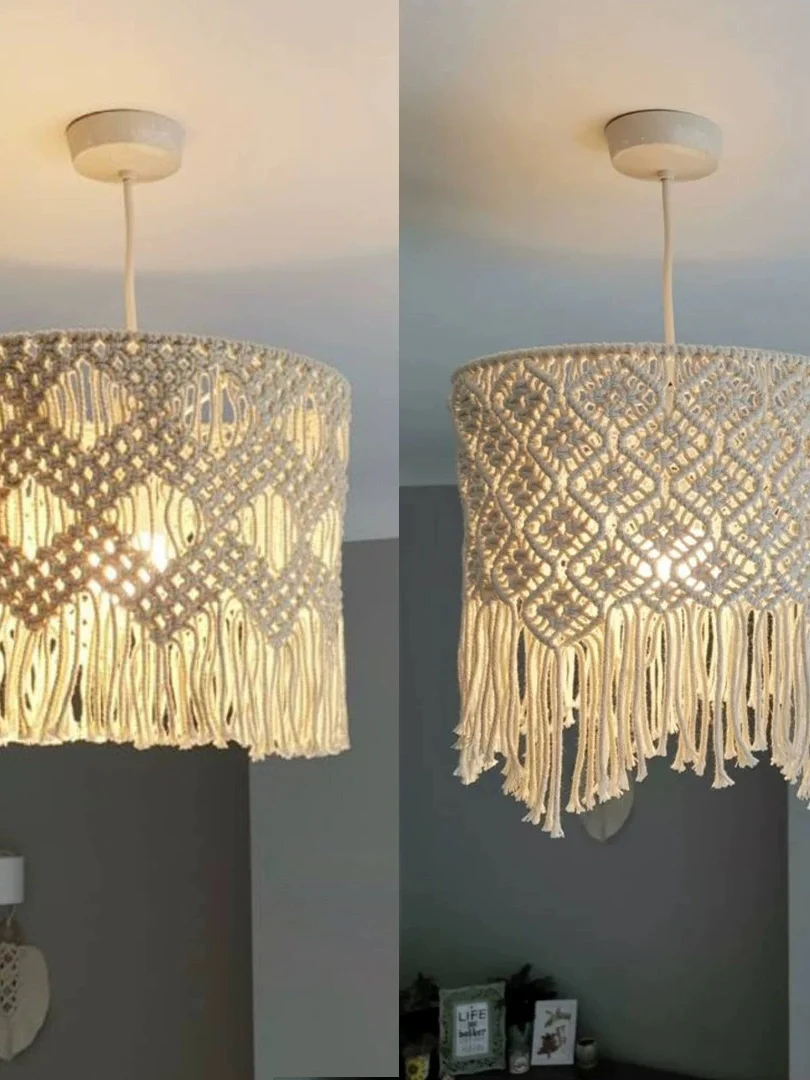 Handwoven Tassel Chandelier Nordic Style Living Room Bedroom Restaurant Decorative Lamps European Simple Modern Cotton Geomet...