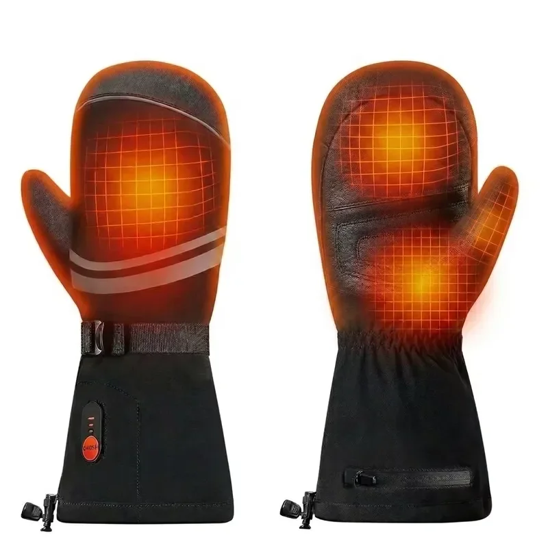 for Winter Ski Waterproof Rechargeable Heated Wrist Gloves Touch Screen Battery Powered Hand Warmer Five Fingers Back Heating