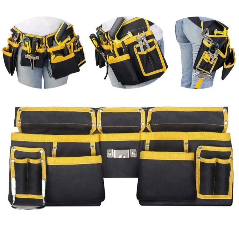 Oxford Cloth Pocket Tool Pouch Hand Tools Organizer Adjustable Belt Waist Pocket Quick Release Buckle Heavy-Duty for Woodworkers